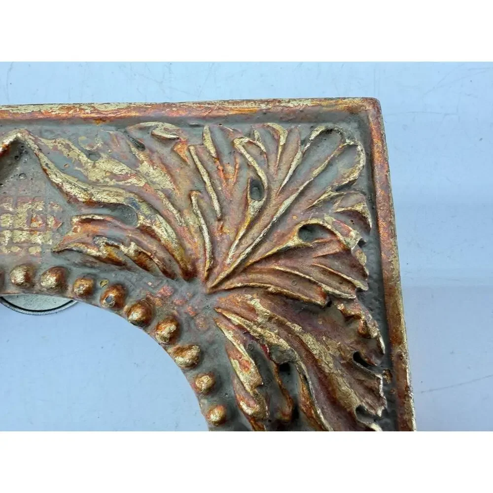 Ornate Resin Square Picture Frame Gold Bronze Floral Round Opening Decor